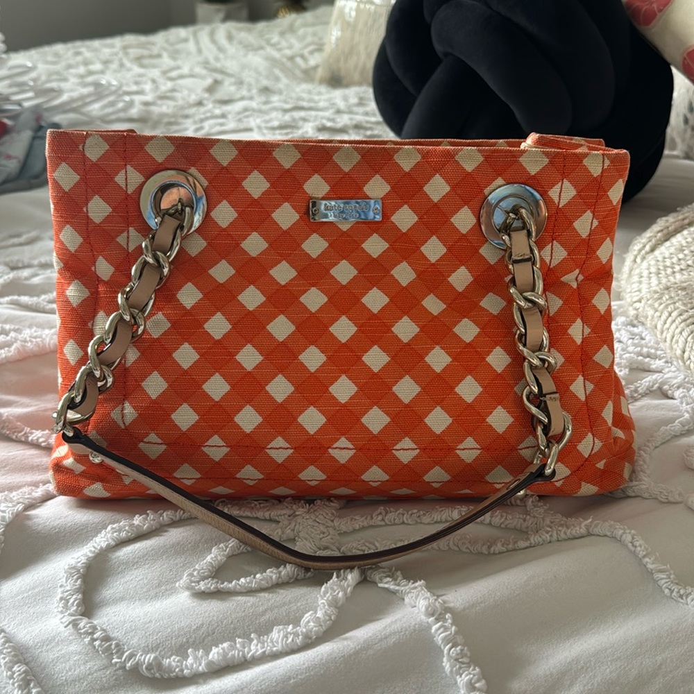 Kate Spade Orange & White Gingham Bag